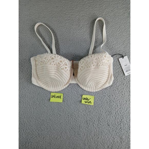Shade & Shore Swimwear Womens 36DD White Bikini Top Underwire Padded Lace NWT - Picture 4 of 8